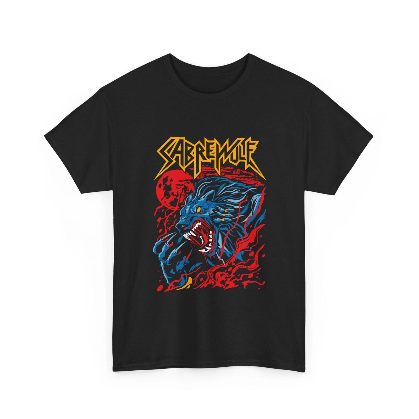 Sabrewolf T-Shirt | Cool Retro Wolf Moon Graphic Tee, Wolf Artwork, Gift T-Shirt 4XL