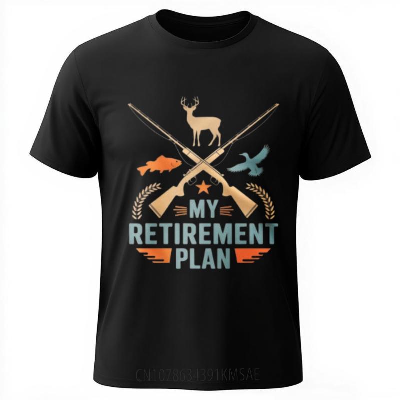 Workout For Him Short Sleeve Tshirt Black My Retireunisext Plan With Hunting And Fishing Motif Minimalist For Him Tee Shirt