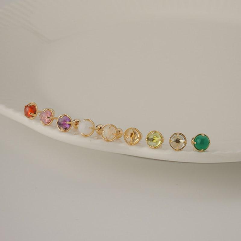 

JEWNEL 14K Mini Pure Natural Gemstone Piercing (9 colors/3 sizes) Yellow Gold S (2.5mm)