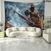 Kratos God of War Wall Tapestry Aesthetic Wall Hanging Printed Fabric Blanket Decorative Tapestries for Bedroom Living Room Home Decor
