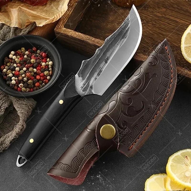 WXCOO Chef Butcher Boning Knife Handmade Forged Stainless Steel Fruit Meat Cleaver Utility Cutting Tool Kitchen Knife