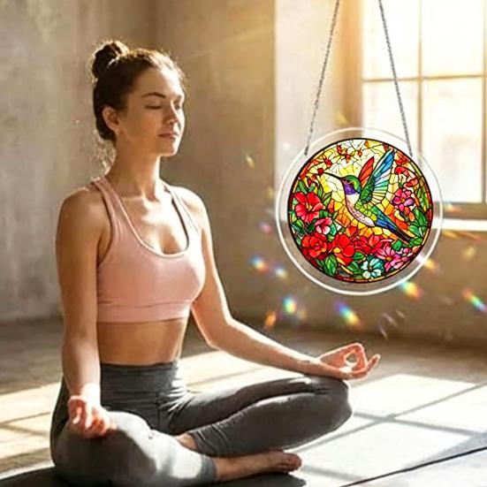 Acrylic Jigsaw Puzzle Suncatcher 83 Pcs DIY Puzzles Craft Kit for Adults Colorful Window Hanging Ornament for Women Men Home Garden Decor