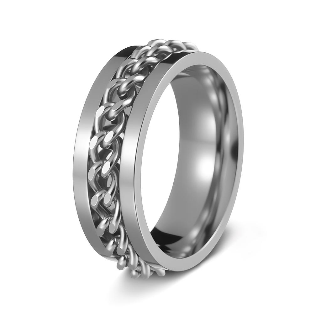 Men's Titanium Steel Spinning Ring Rotatable Stress Relief Jewelry Multifunctional Bottle Opener Ring