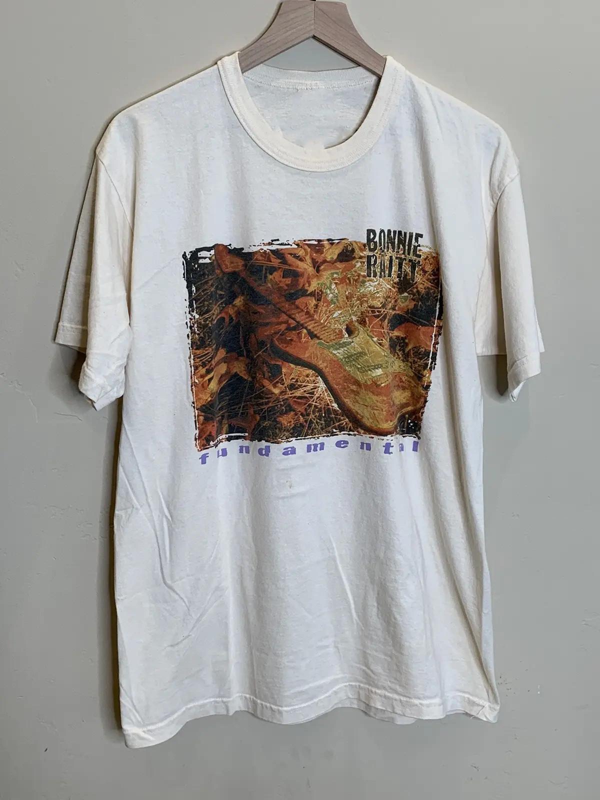 VTG Bonnie Raitt Fundamental Tour Heavy Cotton White T Shirt UR746 S