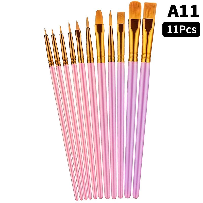 Detail Painting Brushes Set Professional Round Flat Nylon Hair Watercolor Paint Brush For Kid Students Artists Oil Painting Tool