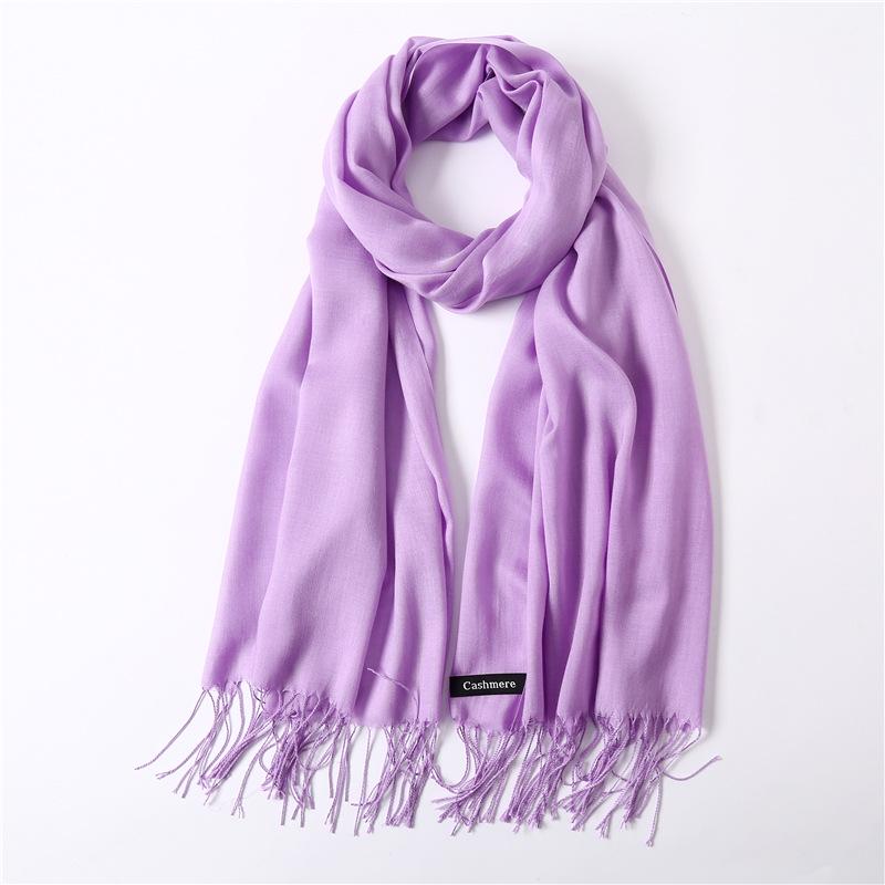 Women's Solid Color Faux Cashmere Scarf, Lightweight Shawl for Spring/Summer & Warm Autumn/Winter Malaysian Headscarf.