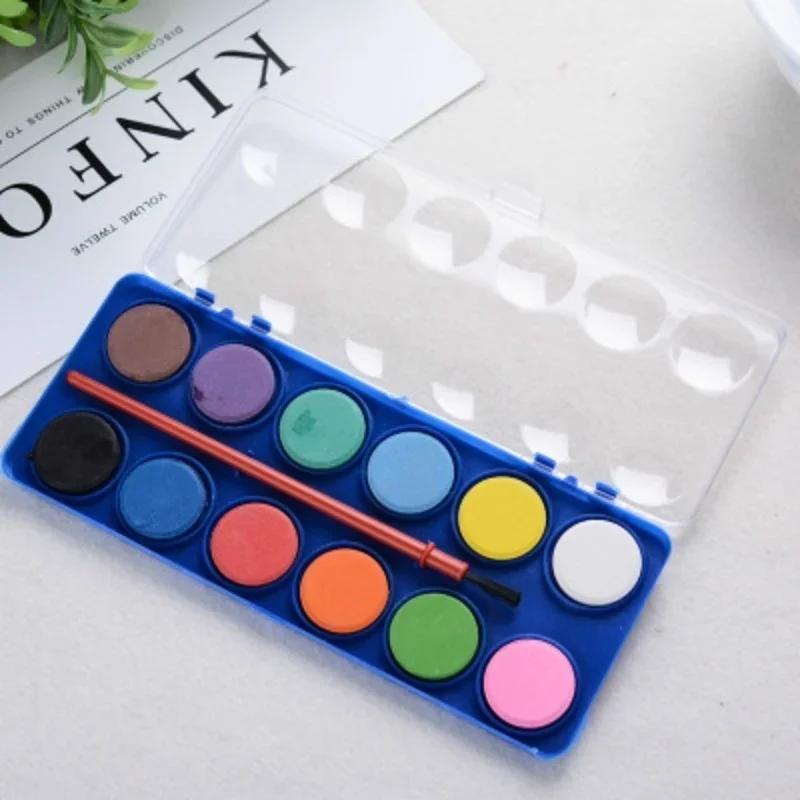 12 Farben Feste Aquarellfarben Pinsel Pigmente Malpinsel für Kinder Kind DIY Kunstbedarf Sets Zeichenwerkzeug-Set