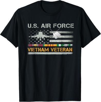 T-shirt Unisexe Cadeau Vétéran de la Force Aérienne Américaine du Vietnam_ Vétéran de l'USAF_ Drapeau des États-Unis