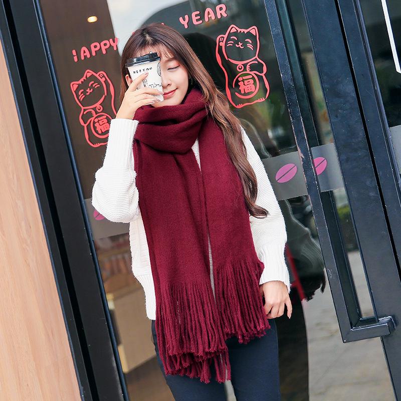 Men's Korean Style Wool Scarf - Simple, Long, Pure Color, Warm Winter Neck Warmer