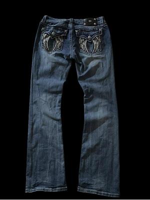 American Retro Slim Flare Jeans Women Y2k Harajuku Gothic Vintage Pocket Embroidered Blue Denim Pants Low Waist Wide Leg Trouser