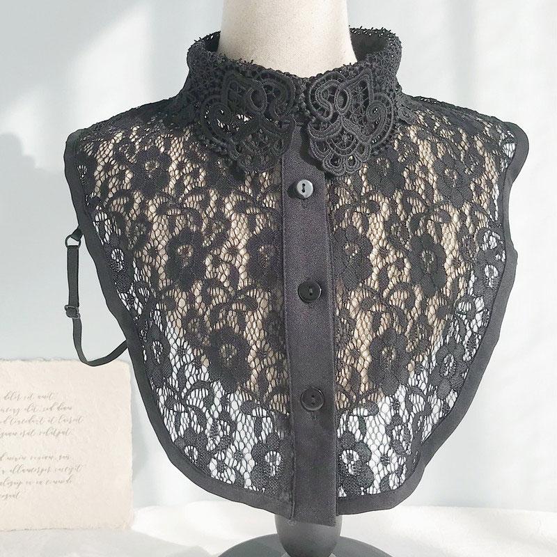 

Кружевной накладной воротник для женщин Стильный съемный воротник-манишка Блузка полурубашки Поддельный воротник для женщин Девочек