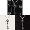 Gothic Vintage Silver Skull Key Necklace With Stainless Steel Chain For Women