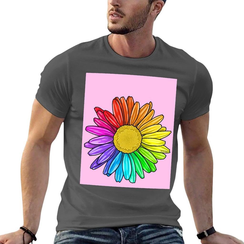 Rainbow Daisy Tshirt Plus Size Street Style Tee