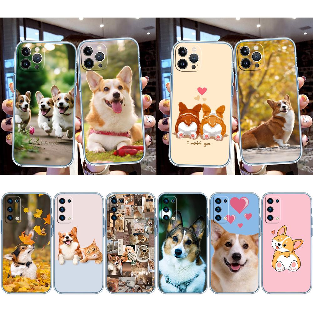 UP23 Cute Corgi dog Transparent Phone Case for Samsung Galaxy A04 A04S A14 A23 A34 A54 M23 M33 M52 M53