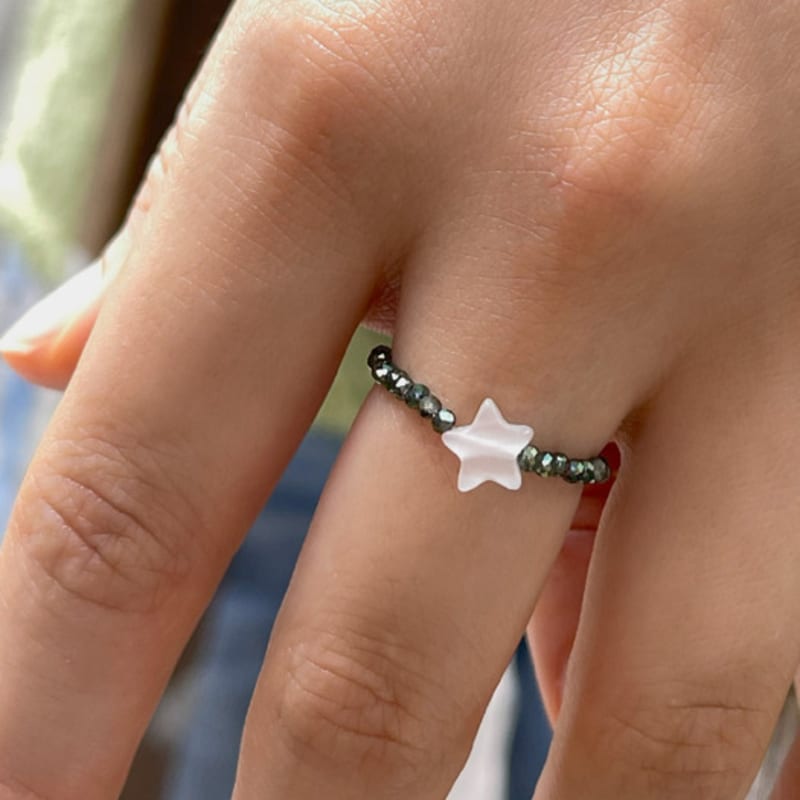 Metamic Catseye-stars Beads Ring