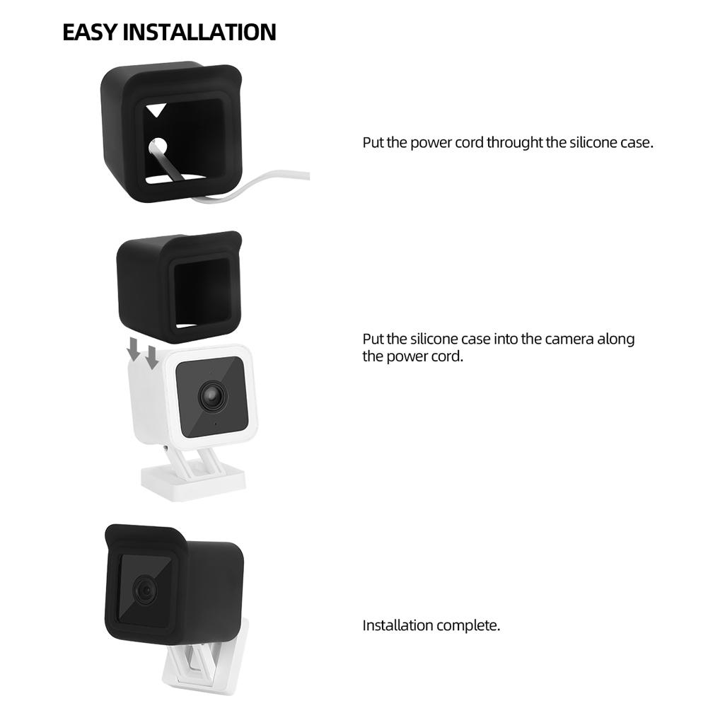 2pcs Waterproof Silicone Skin for Wyze Cam V3 Camera Cover Accessories Black