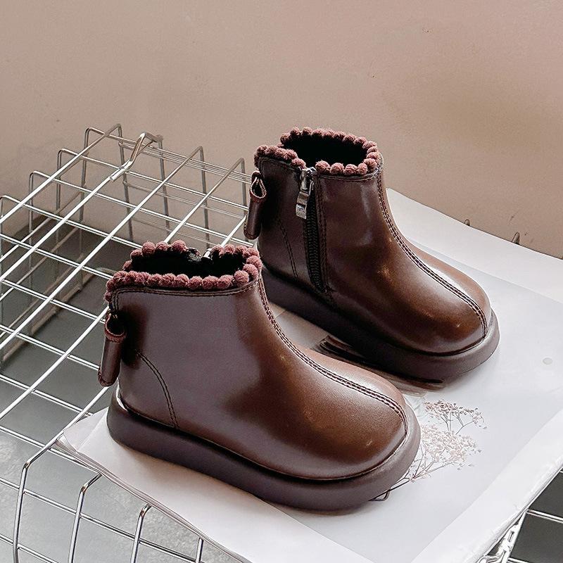 Autumn Girl Boots New Versatile Girl Shoe Fashion Casual Kid Shoes Princess Simple Anti Slip Leather Boot Retro Ankle Boot Botas