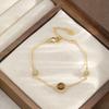 Elegant Tigers Eye Stone Bracelet Women Minimalist Geometric Design Copper Alloy With Zircon Accents Lightweight Daily Wear