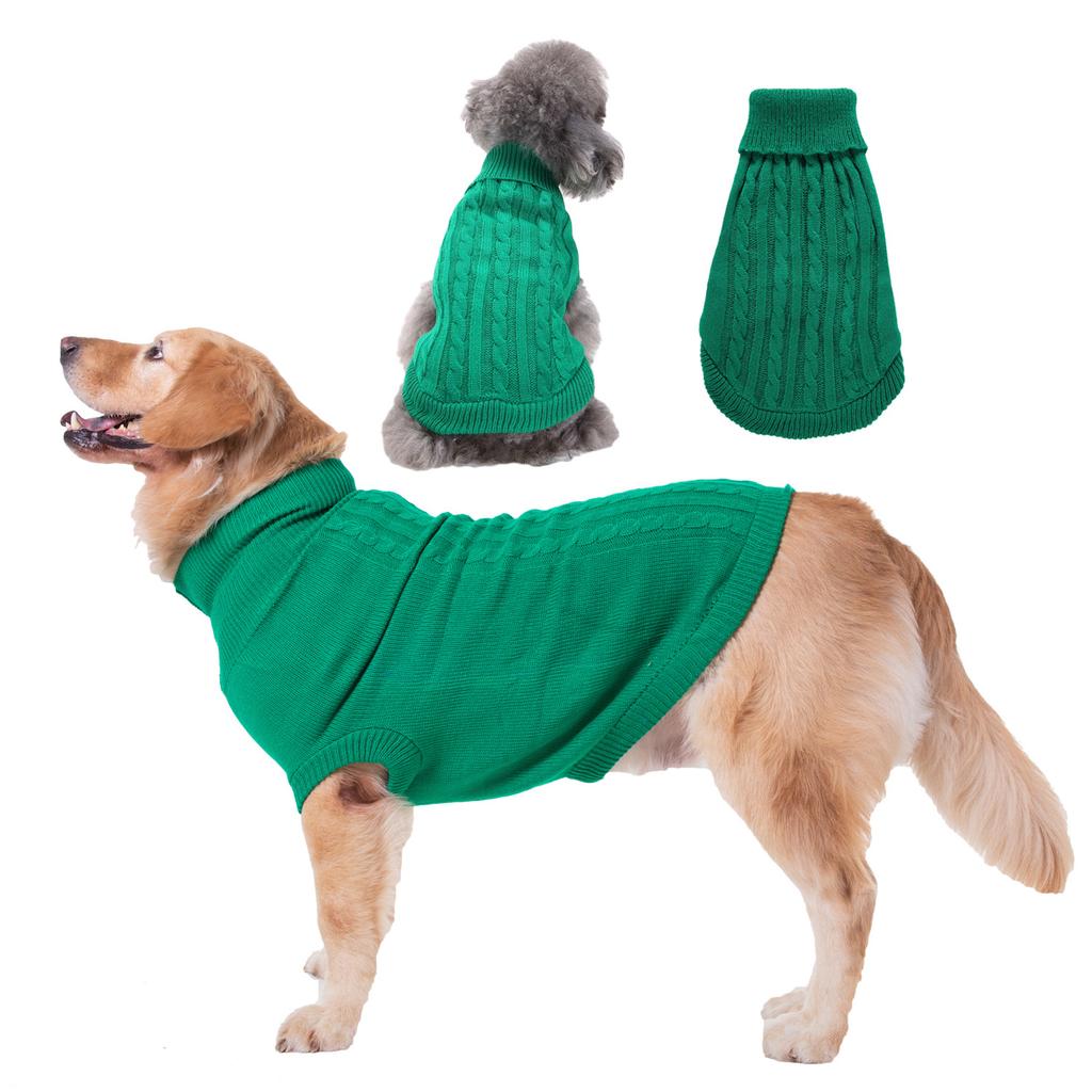 Farbenfroher Zopfstrick-Rollkragenpullover für Hunde, und Winter.