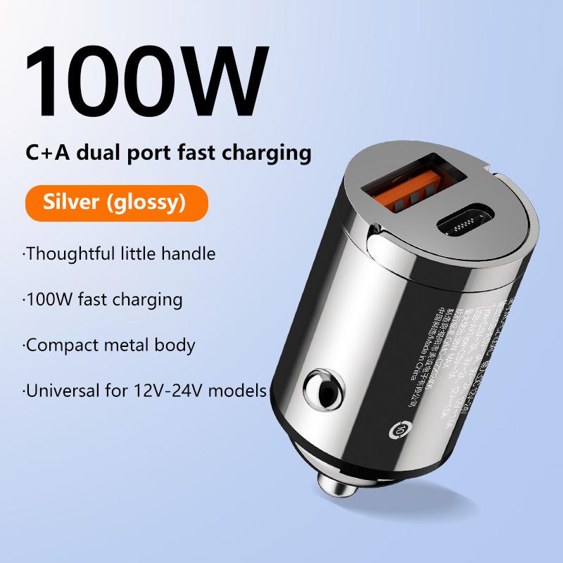 100W Autolaadija Kahe Pordiga Ülikiire Laadimise Adapter Kiirlaadimine Pd Qc 3.0 iPhone'ile Samsungile Xiaomile Huaweile Autoadapter