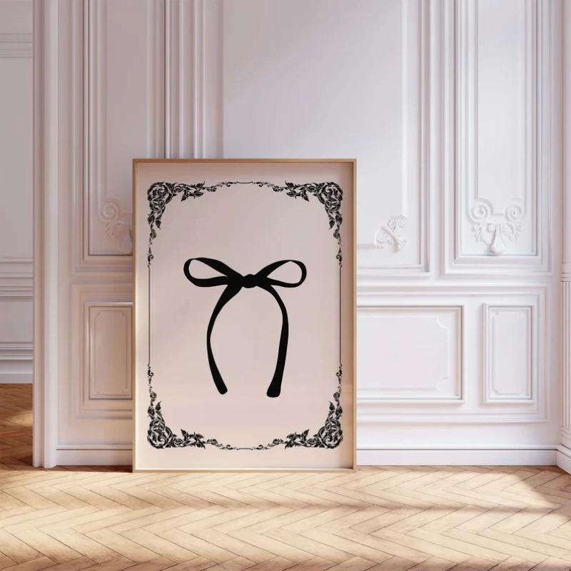 Modern Minimalist Coquette Bow Wall Art Poster Trendy Fashion Aesthetic Girl Poster Dorm Room Bedroom Living Room Home Decor