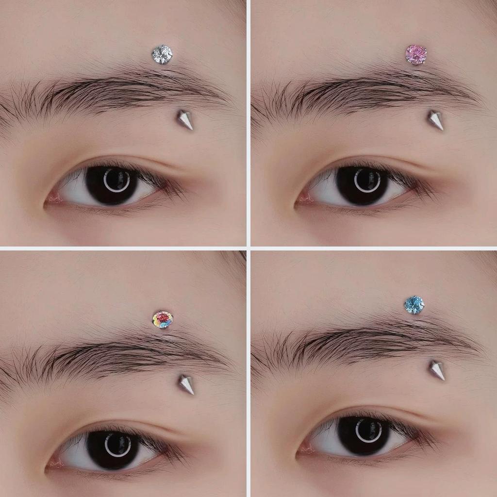 F136 Titanium Alloy Zirconium Cone Eyebrow, Rook, Lip, Ear Cartilage Bent Bar Body Piercing Jewelry