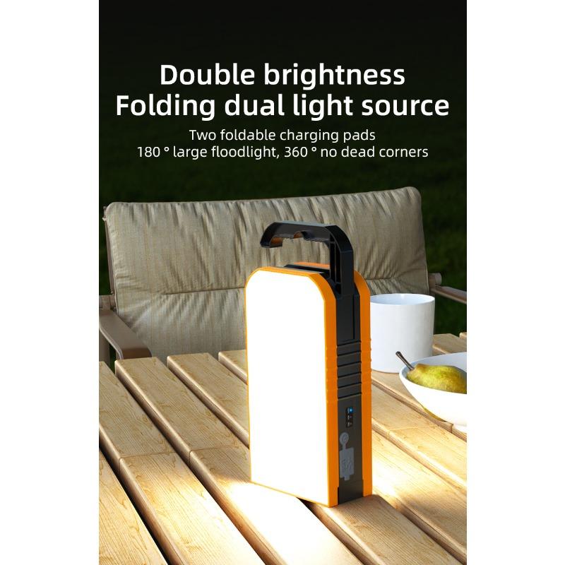 1000LM Faltbare LED Campinglampe, Solar-/USB-wiederaufladbar - Powerbank, Wasserdicht, Haken für Außenarbeiten, Notfall, Nachtfischen