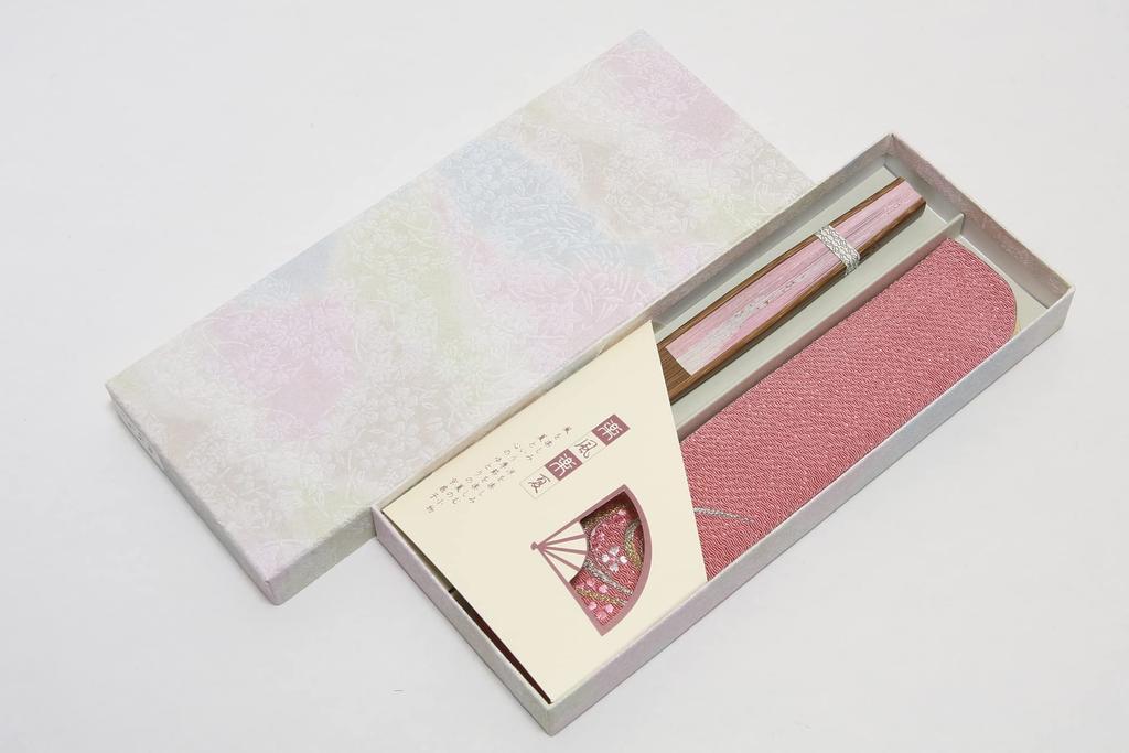 Faltfächer für mit Fächeretui und Präsentationsbox Wasser und Kirschblüte [Hasegawa] Kyoto-Stil Damen, (Fließendes Design, beidseitig)