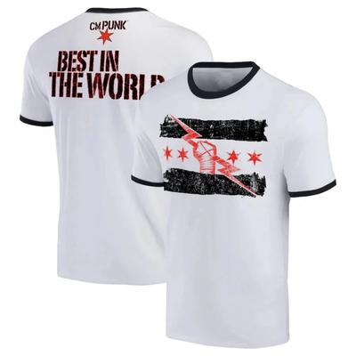 2025 Sommer 3D-gedrucktes Wrestler CM Punk T-Shirt Kinder Sport Großes Oberteil Herren Weiß/Schwarz CM Punk Best In The World Ringer