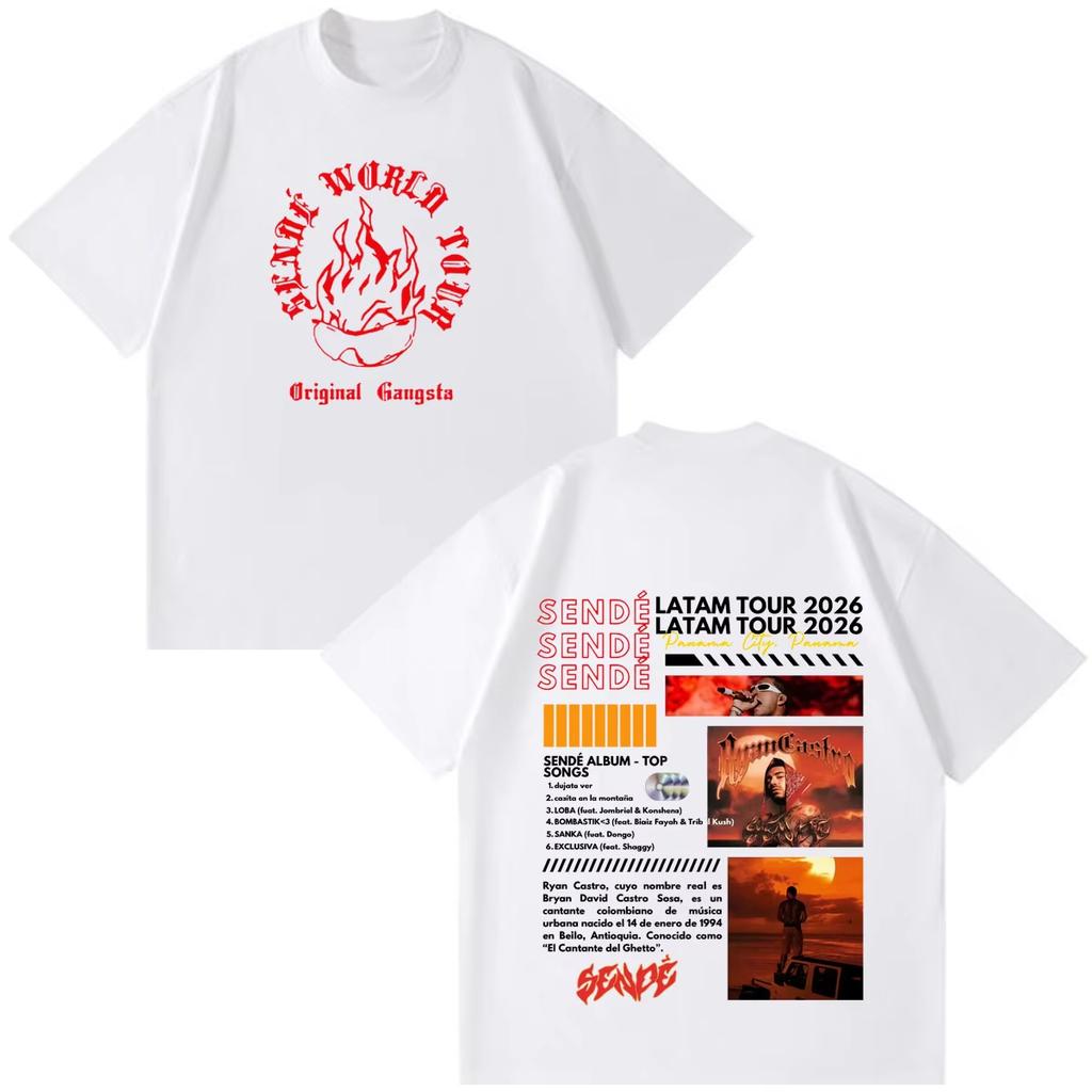 Rapper Ryan Castro Album Tour 2026 Print Tshirt Unisex Unisex Hiphop T Shirt Shortsleeved Loose Casual Cotton Fashion Tshirts