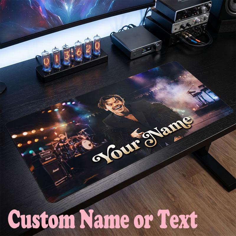 Harry Styles Customized Name Text Mouse Pad, Large Desk Mouse Mat Personalized Home Office Present