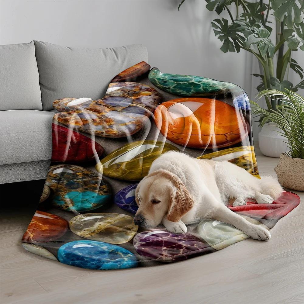 Colorful Stone Pattern Microfiber Flannel Cover Blanket Bedroom Living Room Sofa Soft And Comfortable Home Decoration