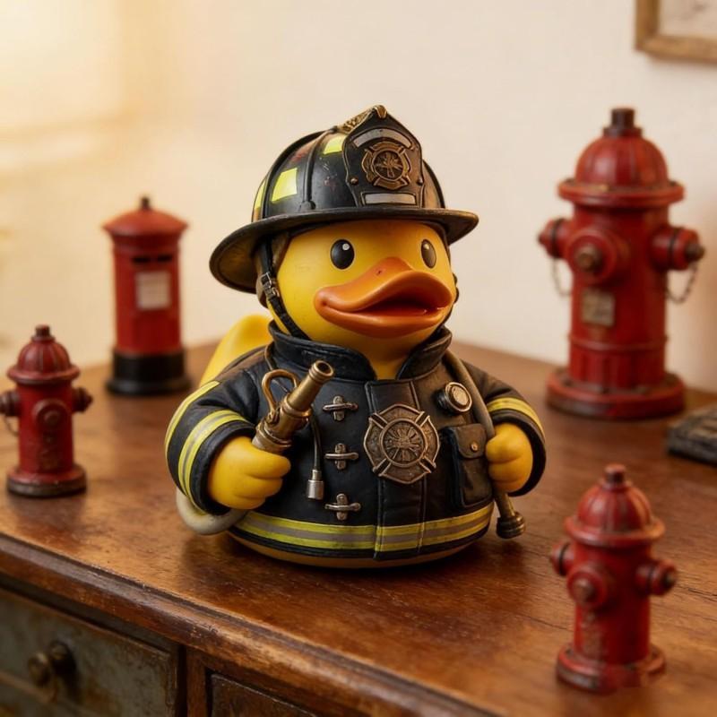 1736 Firefighter Duck Figurine Resin Animal Statue American Style Decor Gifting