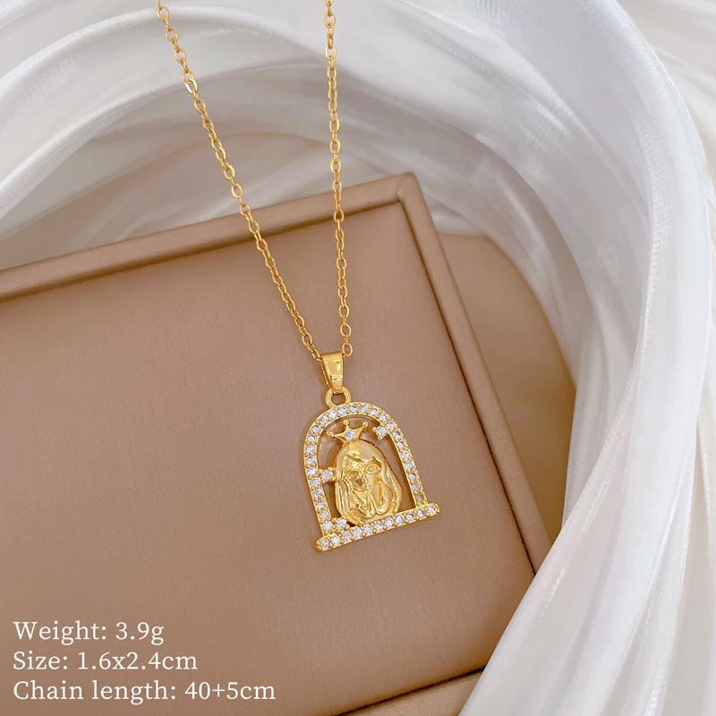 Copper Micro-Inlaid Necklace Women'S Copper Micro-Inlaid Real Gold Electroplating Simple And Exquisite Collarbone Chain Neck Chain