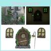 Fairy Miniature 4pcs Tree Door Window Door Glow Gnome Elf Home Sculpture Statues