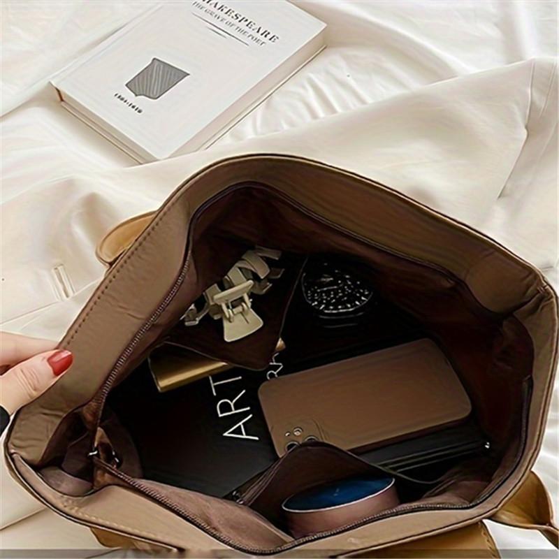 Women's Large Capacity Oxford Tote Bag for Commuting & Work, Durable Minimalist Design with Zipper Closure, Fixed Shoulder Strap