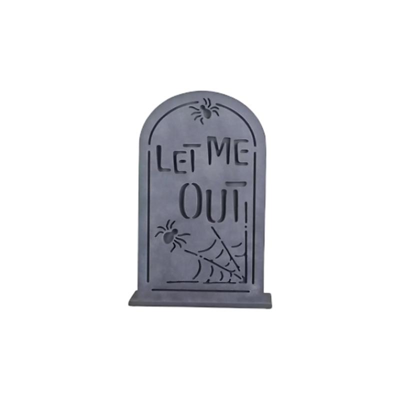 Halloween Cemetery Accent With Light Effect, PVC Grave Marker Piece for Porch Window Table Party Home Scene Display