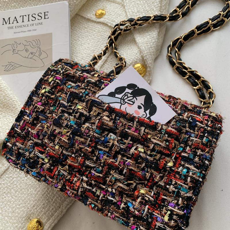 1Pc Xiaoxiangfeng Woolen Bag Women's Bag New Trendy Popular Korean Version Fashion Versatile Chain Single Shoulder Messenger Bag