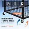 Rolling Sports Ball Storage Cart, Lockable Basketball Cage with Double Lids, Sport Equipment Holder Organizer for Indoor Outdoor, Steel Storage Rack