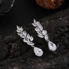 ZAKOL Luxury Flower Cubic Zirconia Bridal Earrings for Women Trendy Crystal Bling Drop Earring Wedding Party Jewelry