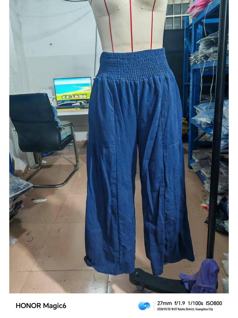European and American Fashion Casual Women's High-Waisted Wide-Leg Pants with Pockets