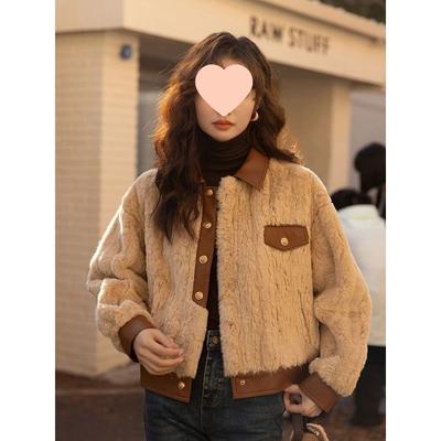 Westlicher Pelz-Einteiler für Damen Winter Neu Damen Lammwolle Kurze Verdickte Jacke