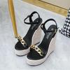 Fashion 14cm Fashion European and American Large Size 34-43 Hemp Rope Women's Shoes Wedge Heel Platform Sandals