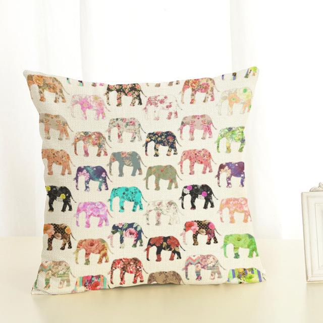 Creative Cartoon Elephant Cushion Cover Cotton Linen Elephant Printing Pillow Case For Sofa Home Decoration Almohada Zt89