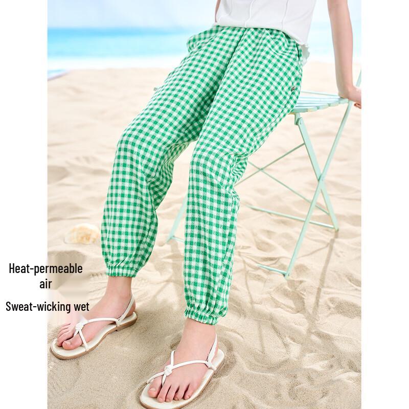 Montagut Girls' Fine Plaid Summer Jogger Pants