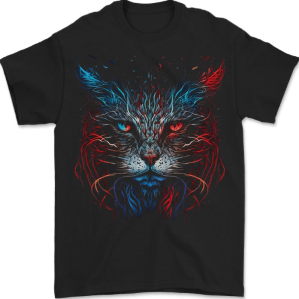26 A Fantasy Cat With Cool Colours 5 Mens T-Shirt 100% Cotton Unisex T-Shirt XXXL