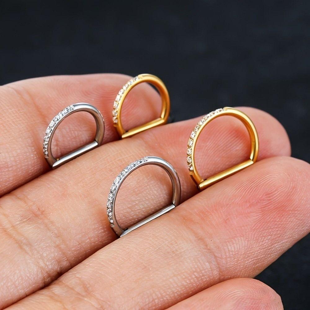 D Shape Ear Cartilage Piercing CZ 16G Nose Ring Hoop Septum Ring  Conch Helix Piercing