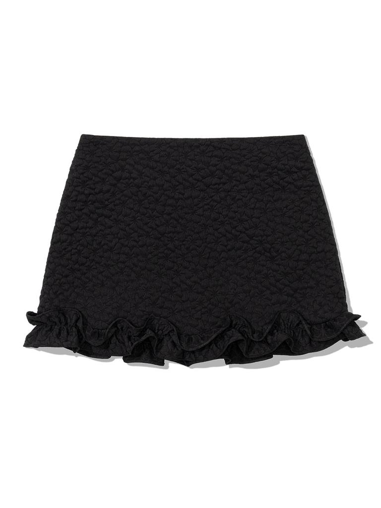 Eogeulliswedou Flower Ruffle Mini Skirt (Black)