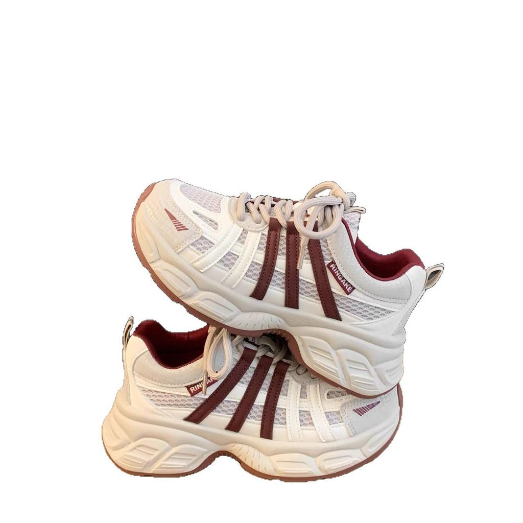 Dad Shoes Girl 2025 Autumn New Leather Surface Waterproof Soft Sole Thick Sole Heightening Student Sports and Leisure Shoes