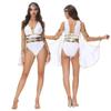 Greek Goddess Costume Halloween Cosplay Womens Stage Performance Outfit White Cotton Blend S M